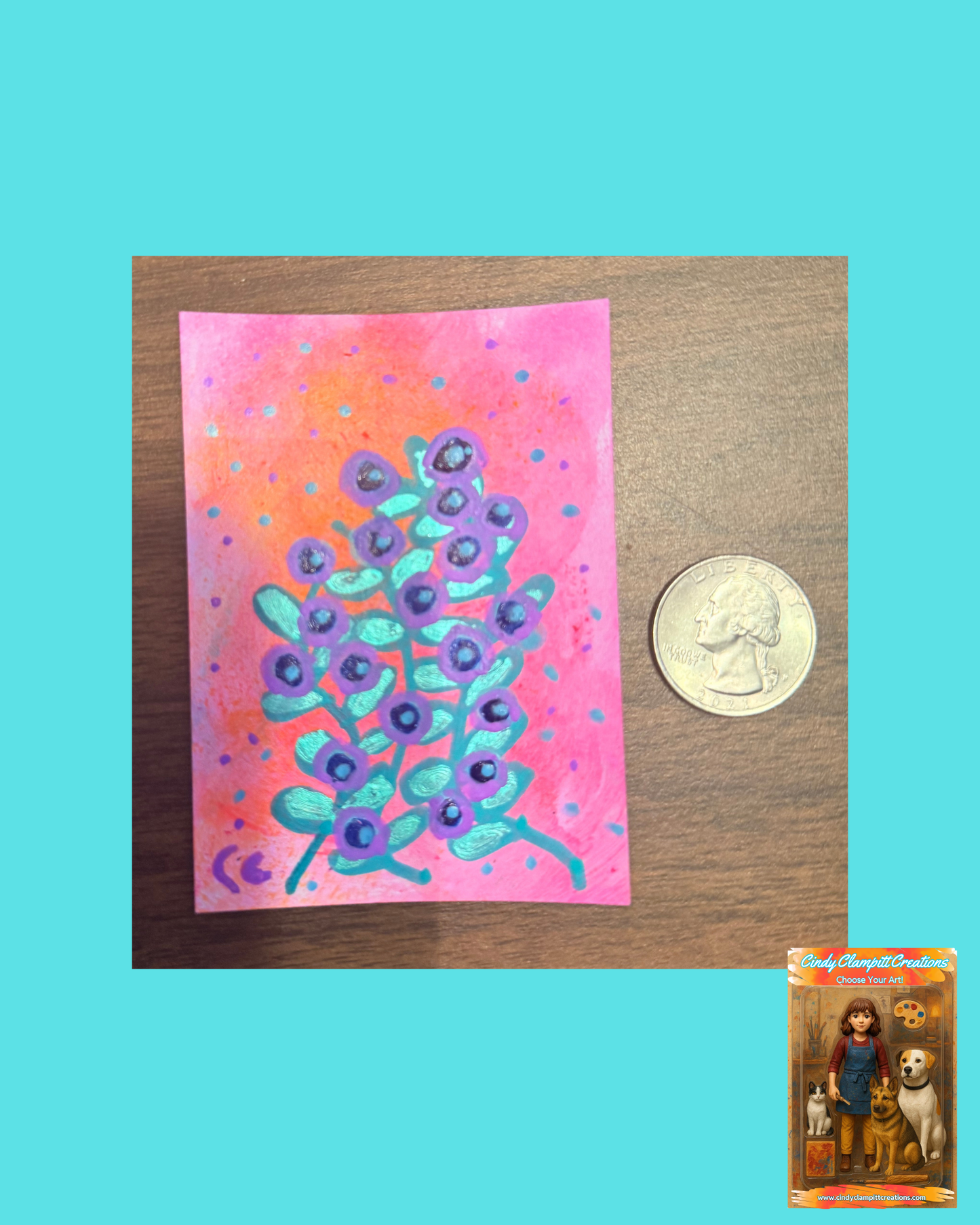 Mini Art - ACEO Cards - Bush with Blue