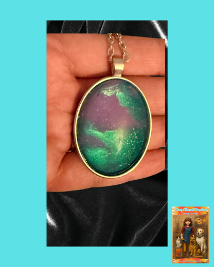 Glass Necklace - Purple and Green Sparkle