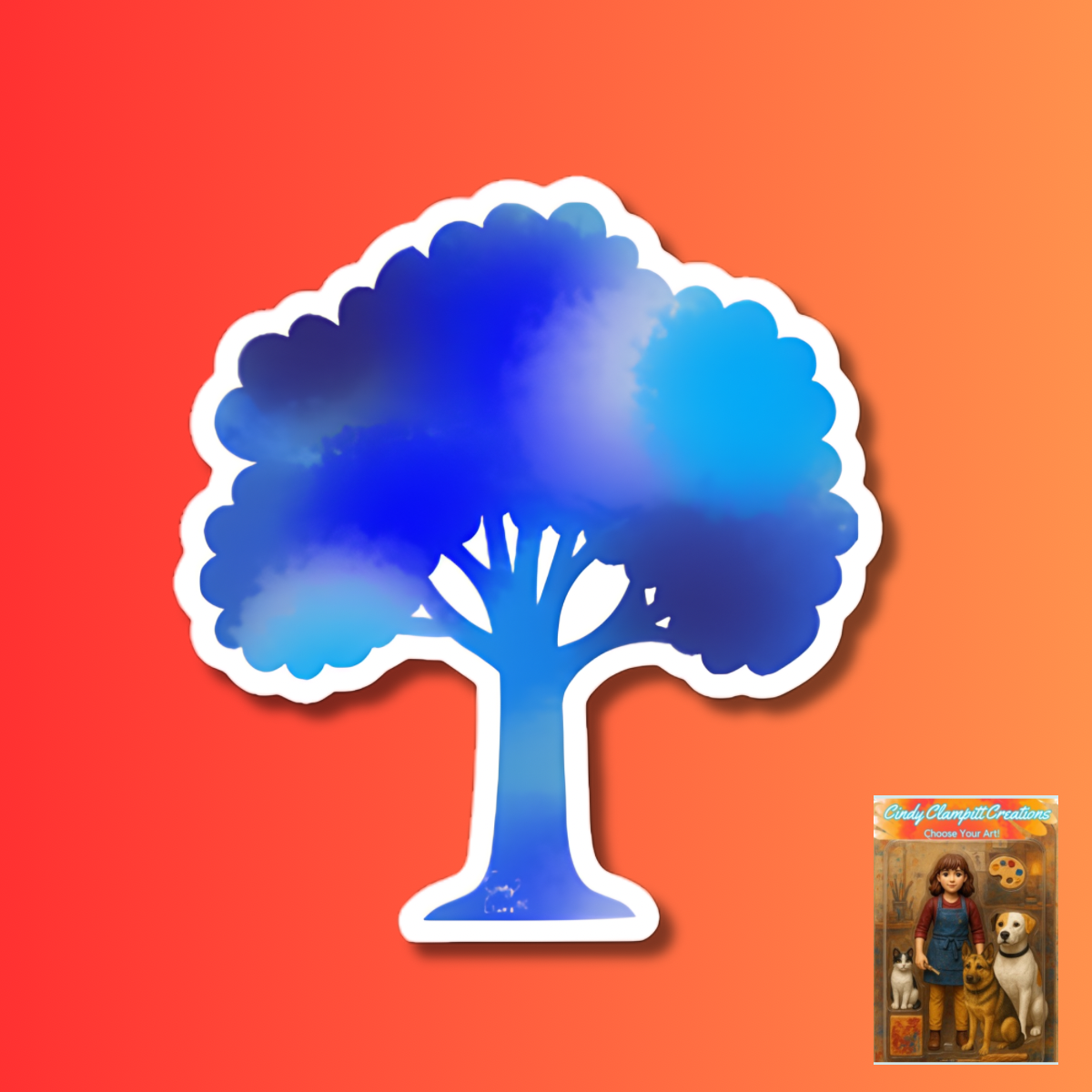 Blue Tree Sticker