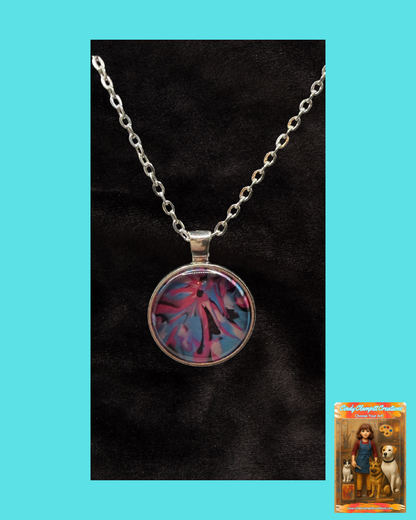 Blue and Pink Swirl Necklace image 0