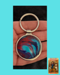 Turquoise and Red Swirl Keychain