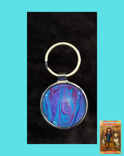 Turquoise and Purple Swirl Keychain