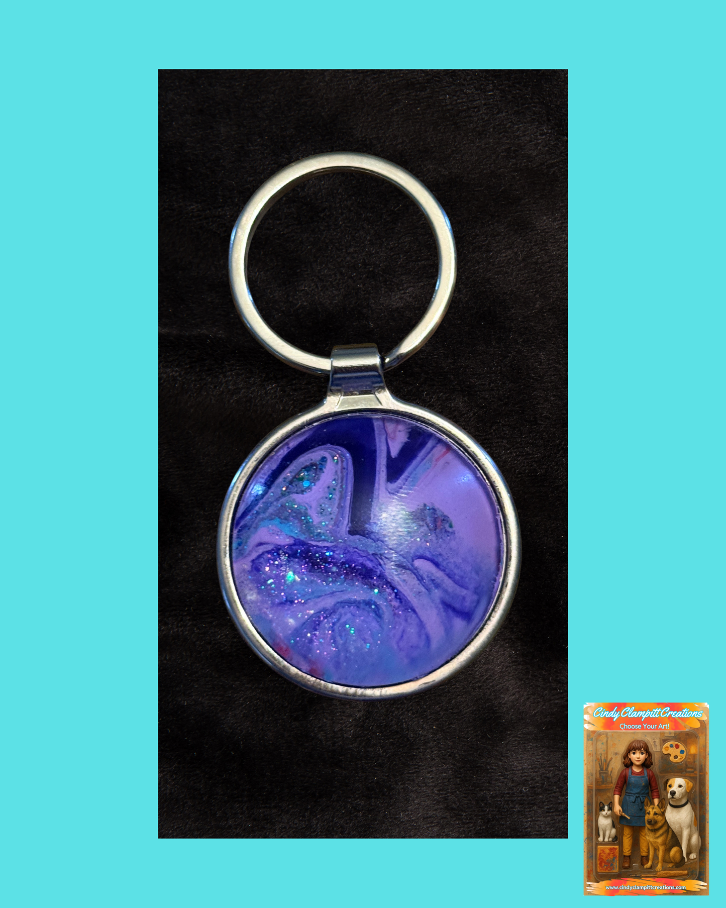 Purple and Dark Blue Swirl Keychain
