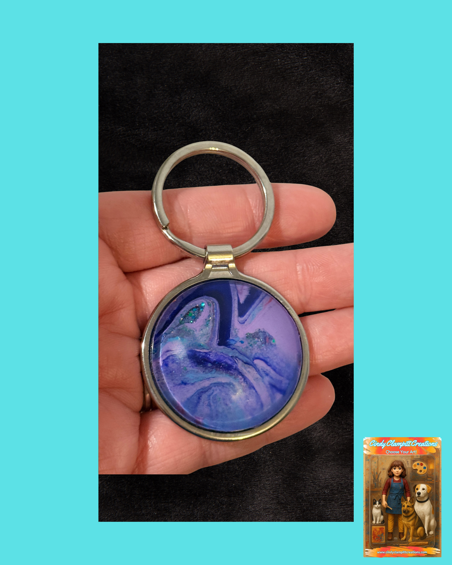Purple and Dark Blue Swirl Keychain