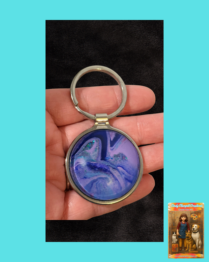 Purple and Dark Blue Swirl Keychain