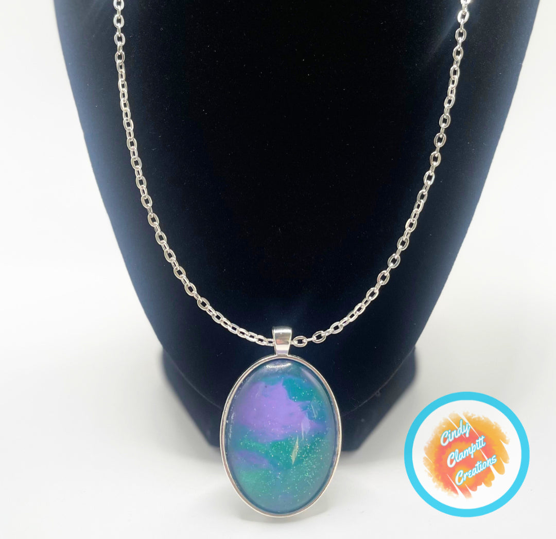 Glass Necklace - Purple and Green Sparkle image 0