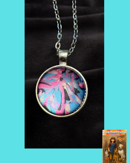 Blue and Pink Swirl Necklace