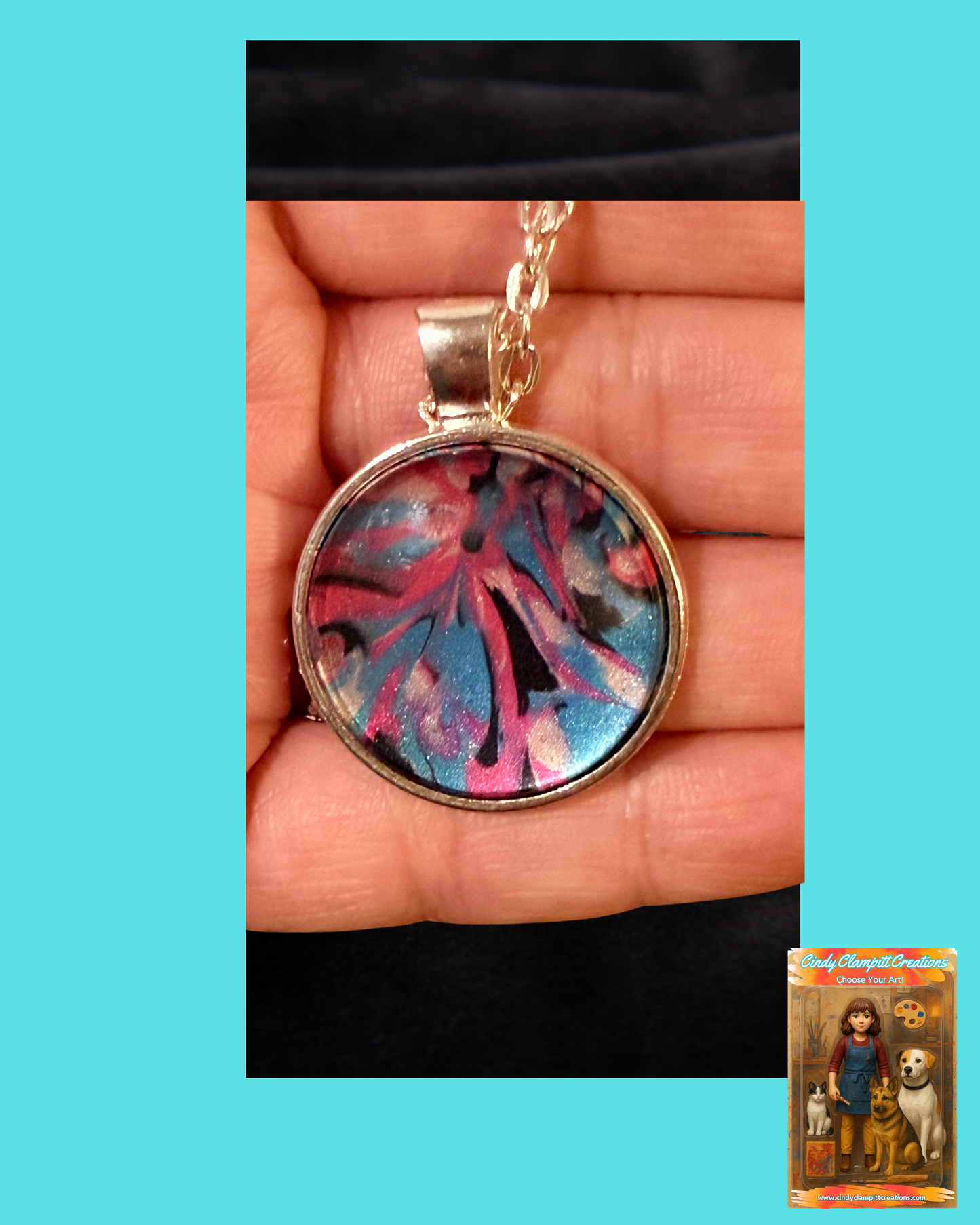 Blue and Pink Swirl Necklace