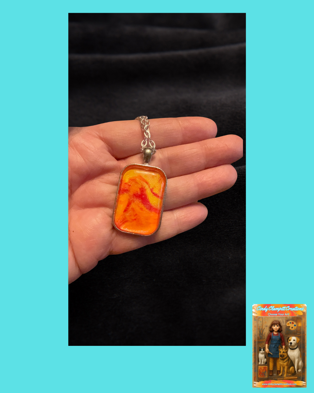 Red, Yellow and Orange Rectangle Necklace
