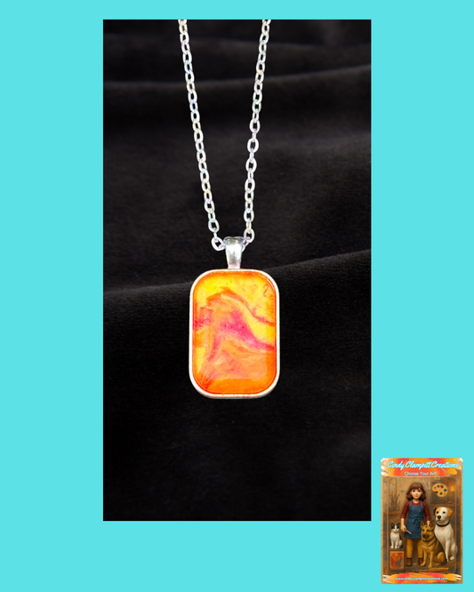 Red, Yellow and Orange Rectangle Necklace