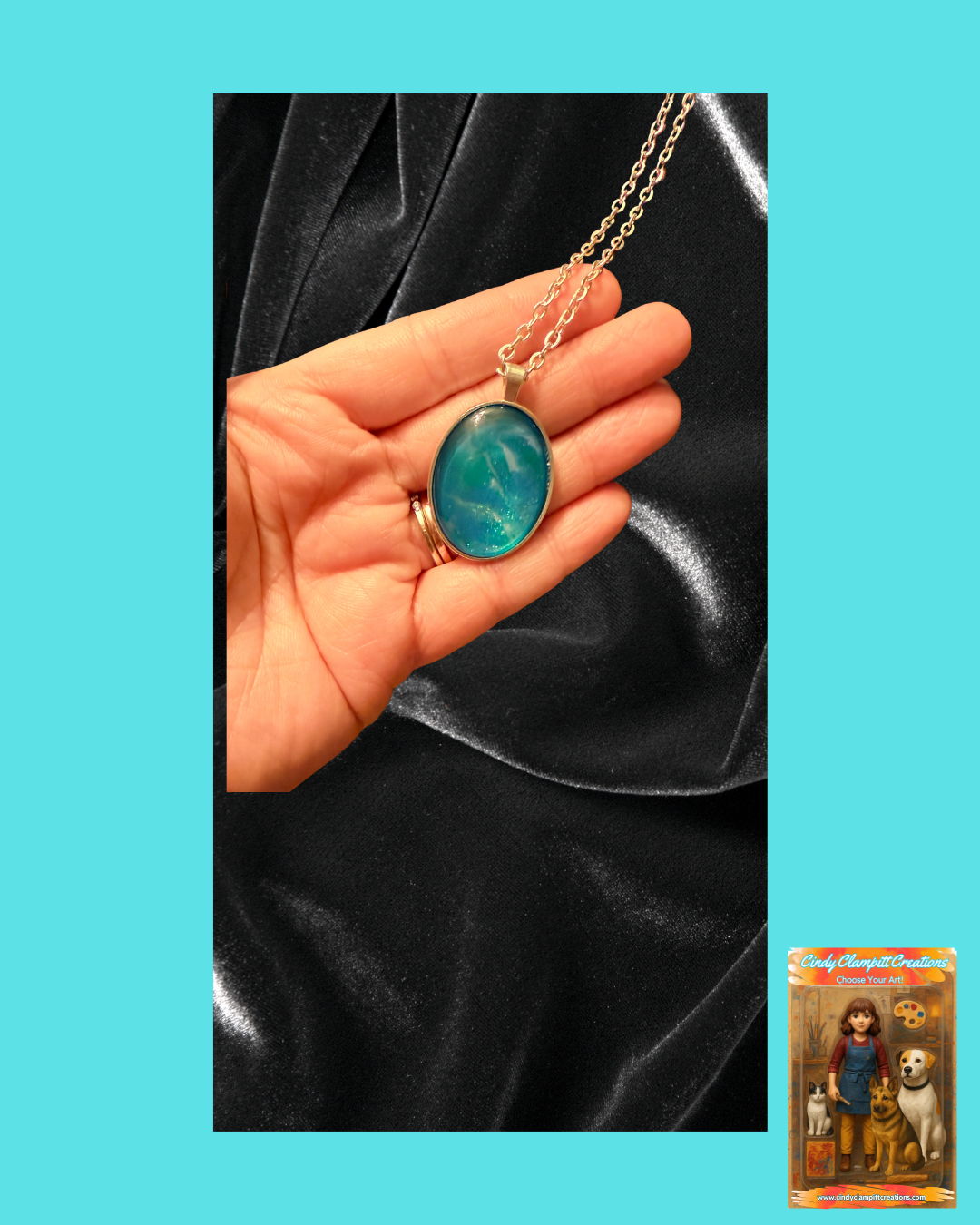 Blue and Green Small Oval