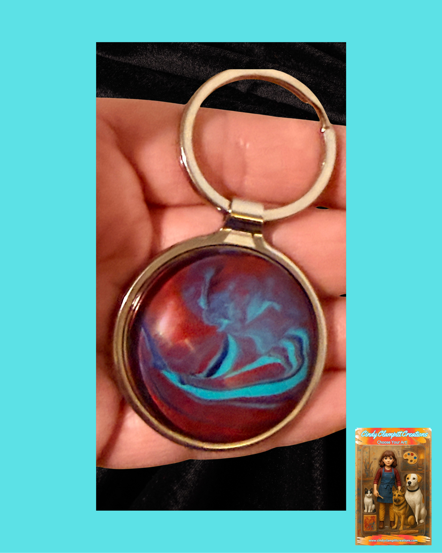 Red and Blue Swirl Keychain