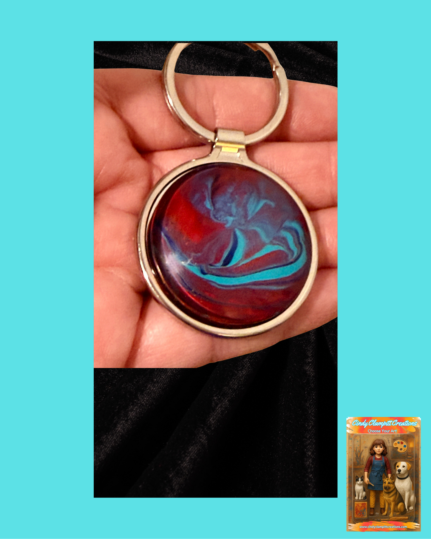 Red and Blue Swirl Keychain