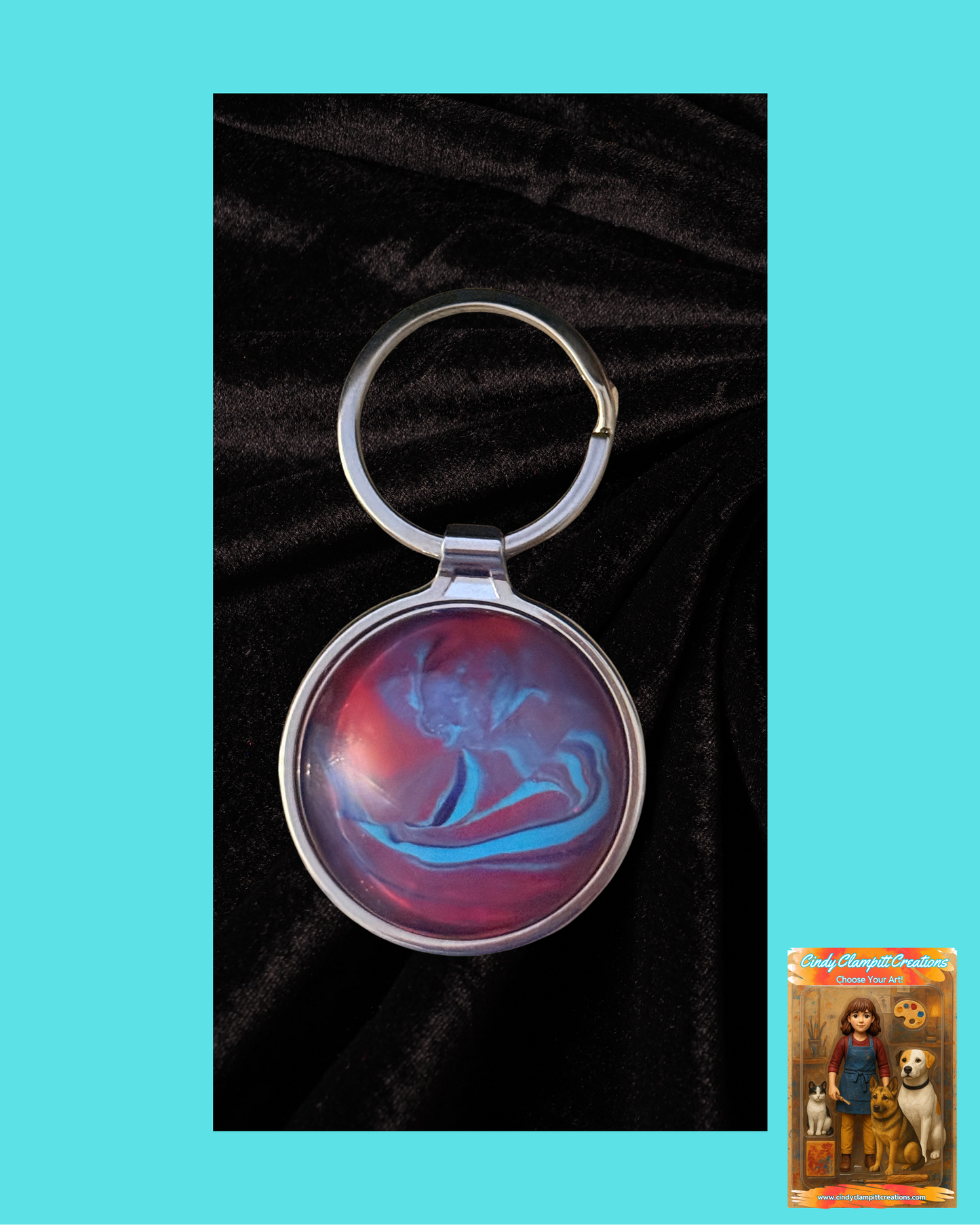 Red and Blue Swirl Keychain