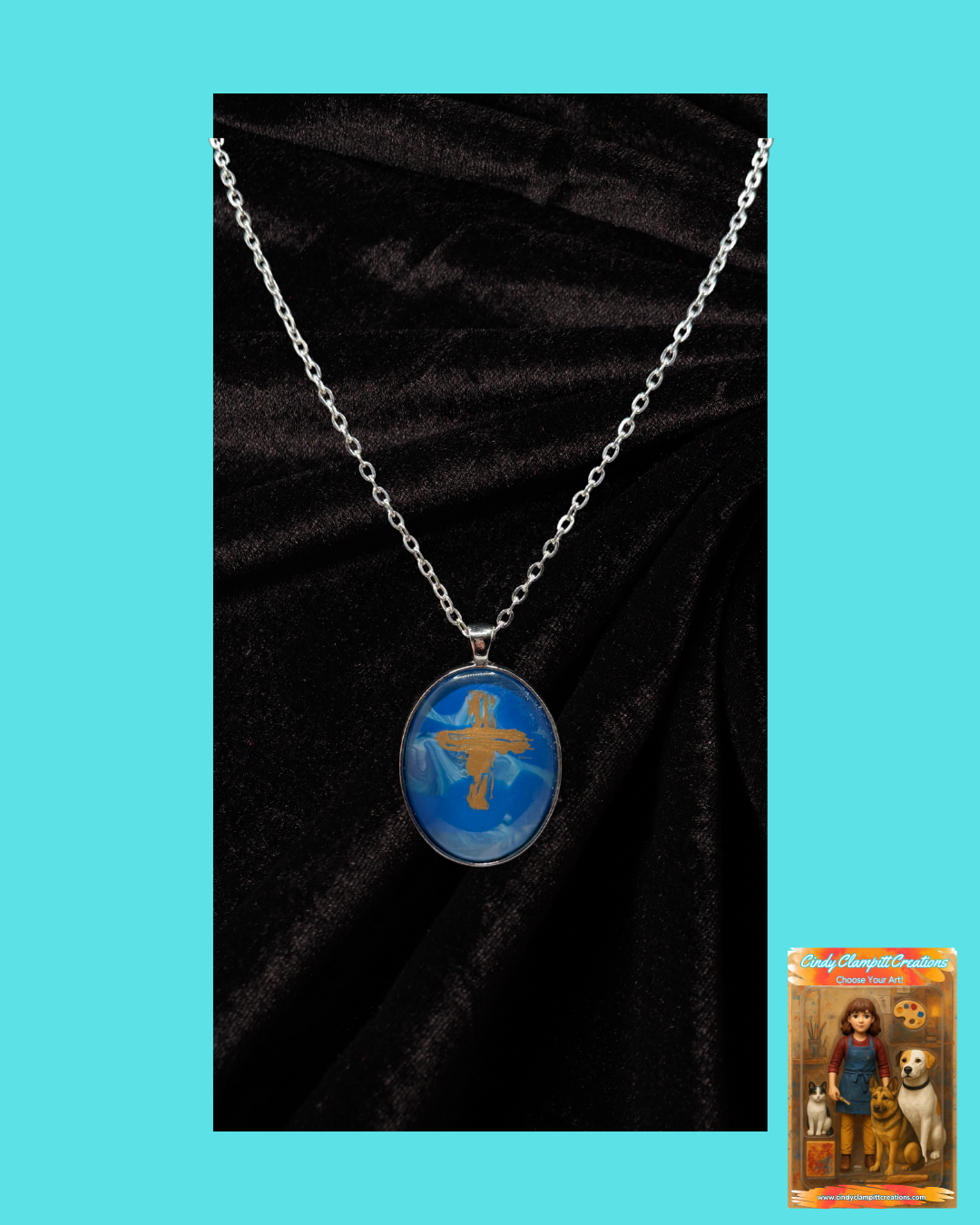 Gold Cross in Blue image 0